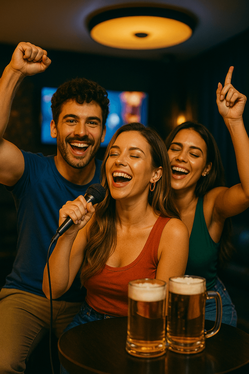 Friends enjoying KTV promo at Poy Convenience Store
